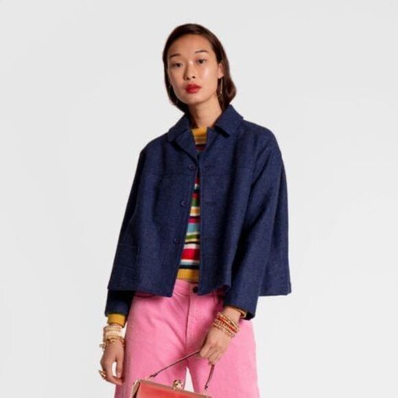 Frances Valentine 100% wool navy blue jacket coat size 1X - Picture 1 of 8